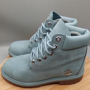 Timberland 6" Boots Womens 5 Light Blue Prima Loft 200 Gram Outdoors Flaws